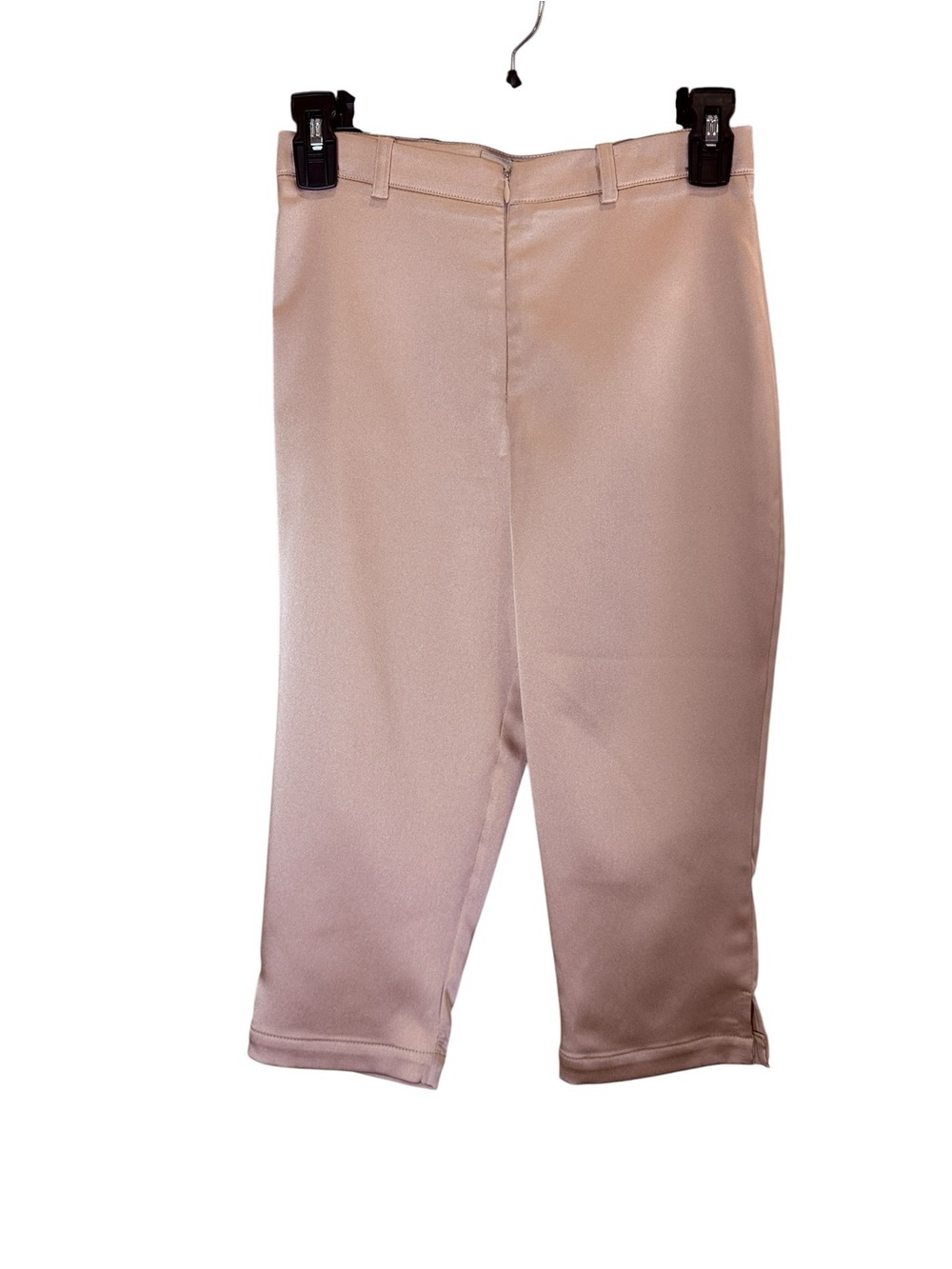 Theo Athena Women’s Beige Satin Dress Capri Pedal Pusher Pants sz 24